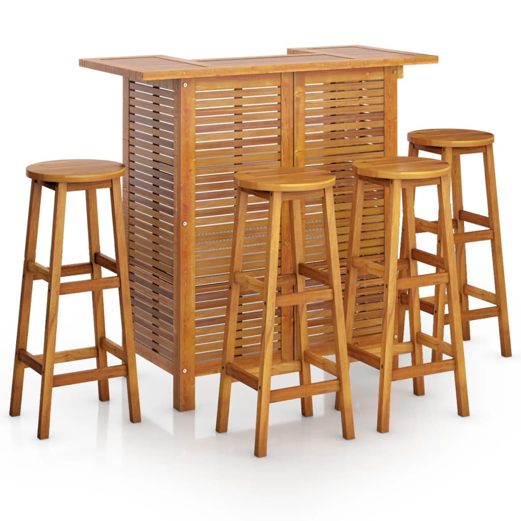 Set da Bar per Giardino 5 pz in Legno Massello di Acacia | homemem39