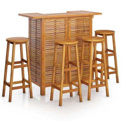 Set da Bar per Giardino 5 pz in Legno Massello di Acacia | homemem39