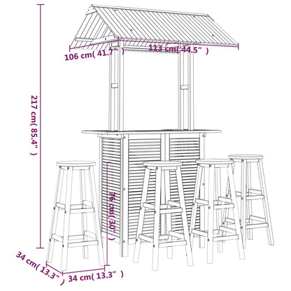 Set da Bar per Giardino 5 pz in Legno Massello di Acacia | homemem39