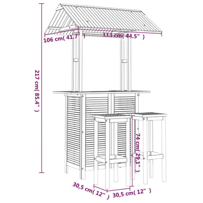 Set da Bar per Giardino 3 pz in Legno Massello di Acacia | homemem39