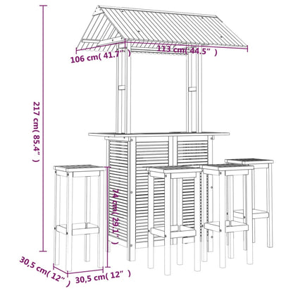 Set da Bar per Giardino 5 pz in Legno Massello di Acacia | homemem39