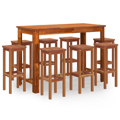Set da Bar per Giardino 9 pz in Legno Massello di Acacia | homemem39
