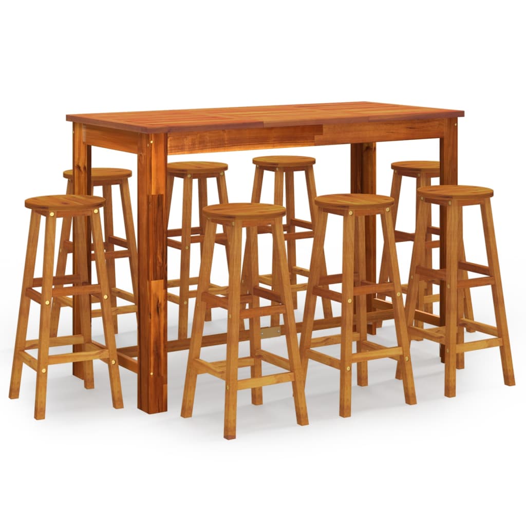 Set da Bar per Giardino 9 pz in Legno Massello di Acacia | homemem39
