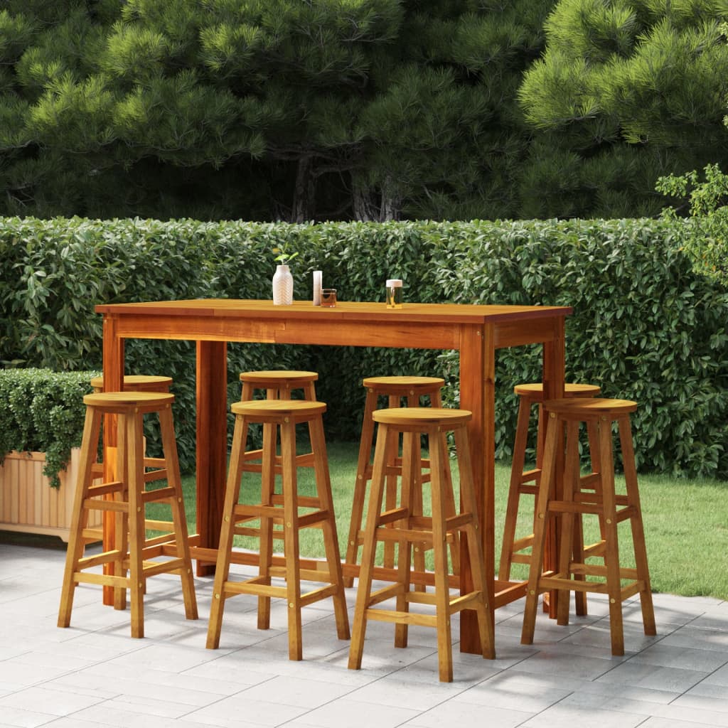 Set da Bar per Giardino 9 pz in Legno Massello di Acacia | homemem39