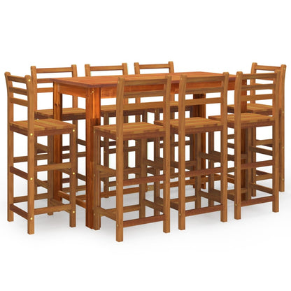 Set da Bar per Giardino 9 pz in Legno Massello di Acacia | homemem39