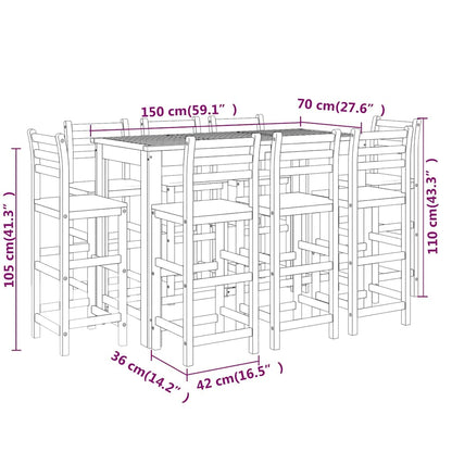 Set da Bar per Giardino 9 pz in Legno Massello di Acacia | homemem39