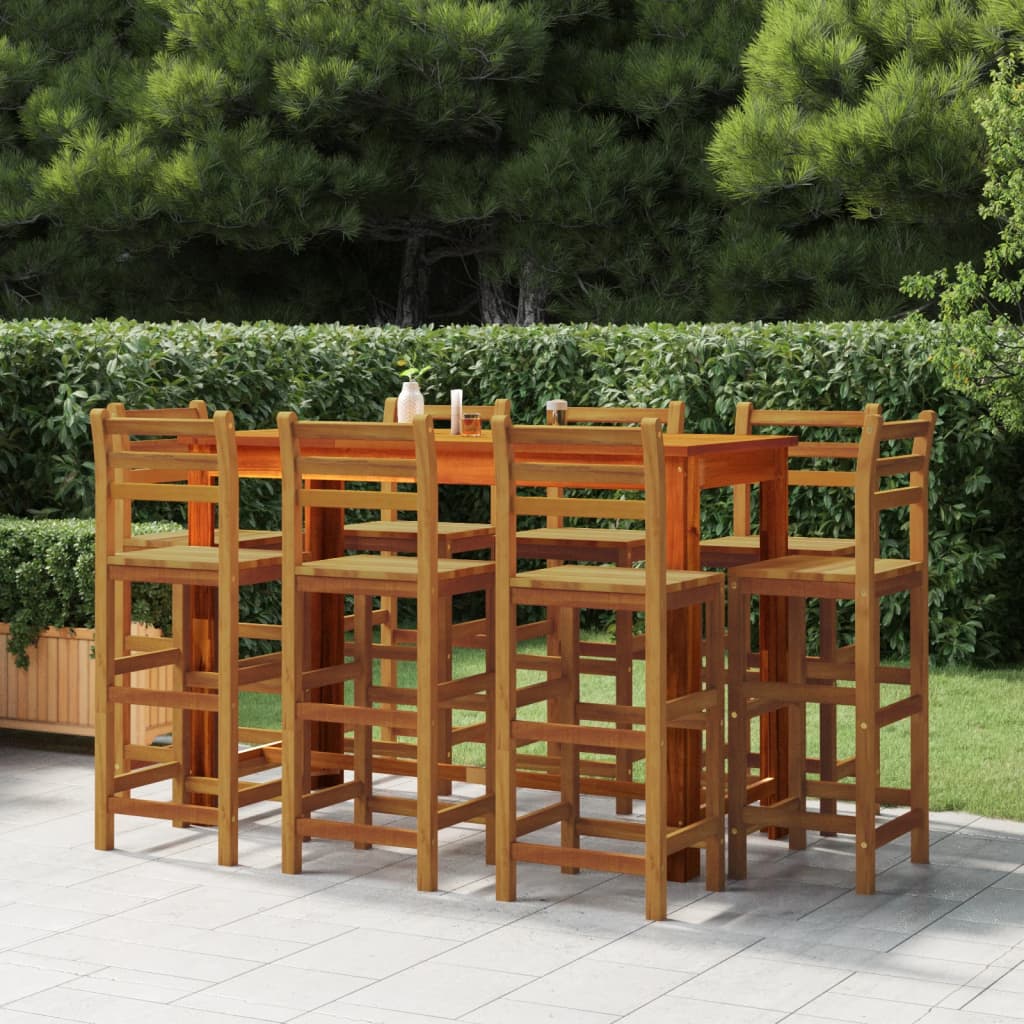 Set da Bar per Giardino 9 pz in Legno Massello di Acacia | homemem39