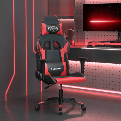 Sedia da Gaming Massaggiante Rosso e Nero in Similpelle - homemem39