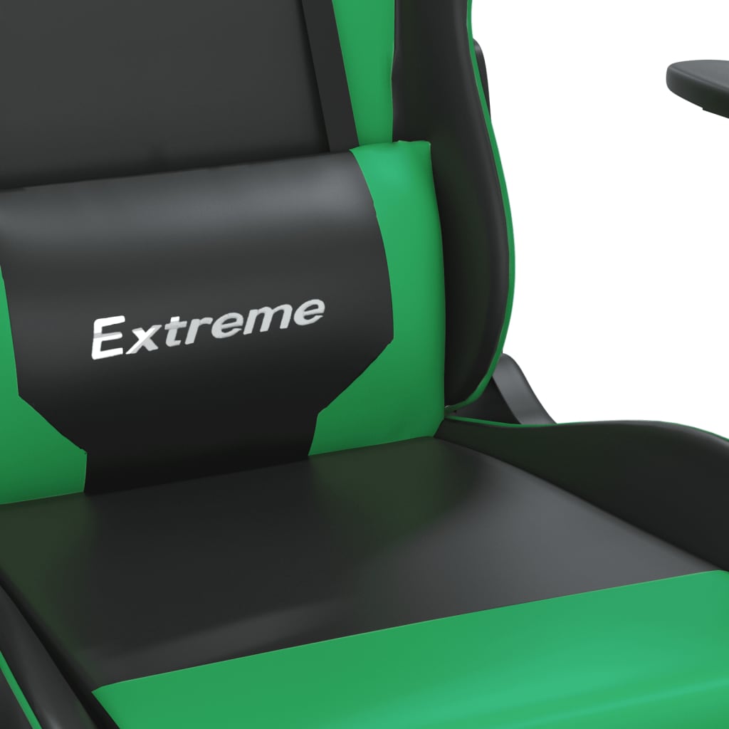 Sedia da Gaming Massaggiante Nero e Verde in Similpelle