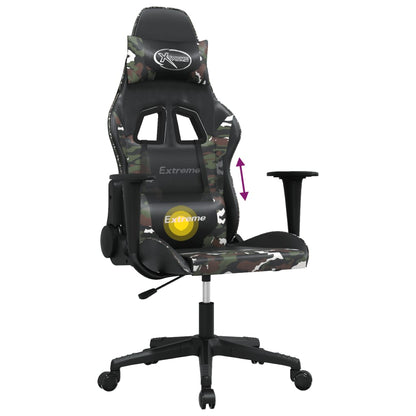 Sedia da Gaming Massaggiante Nero e Mimetico in Similpelle - homemem39