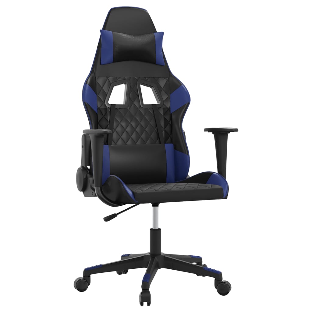 Sedia da Gaming Massaggiante Nero e Blu in Similpelle