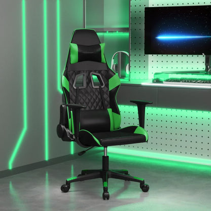 Sedia da Gaming Massaggiante Nero e Verde in Similpelle