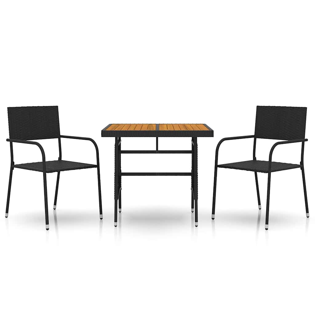 Set da Pranzo da Giardino 3 pz in Polyrattan Nero | homemem39