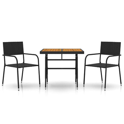 Set da Pranzo da Giardino 3 pz in Polyrattan Nero | homemem39