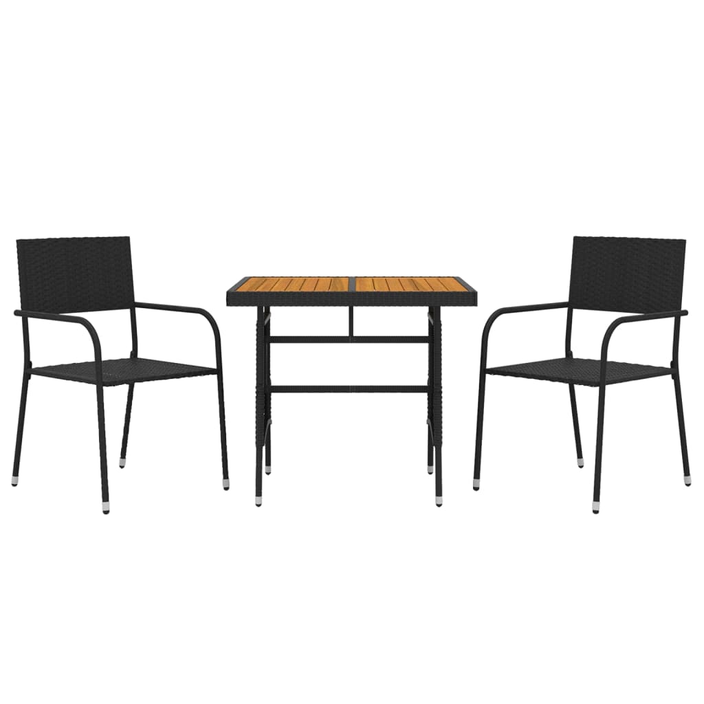 Set da Pranzo da Giardino 3 pz in Polyrattan Nero | homemem39