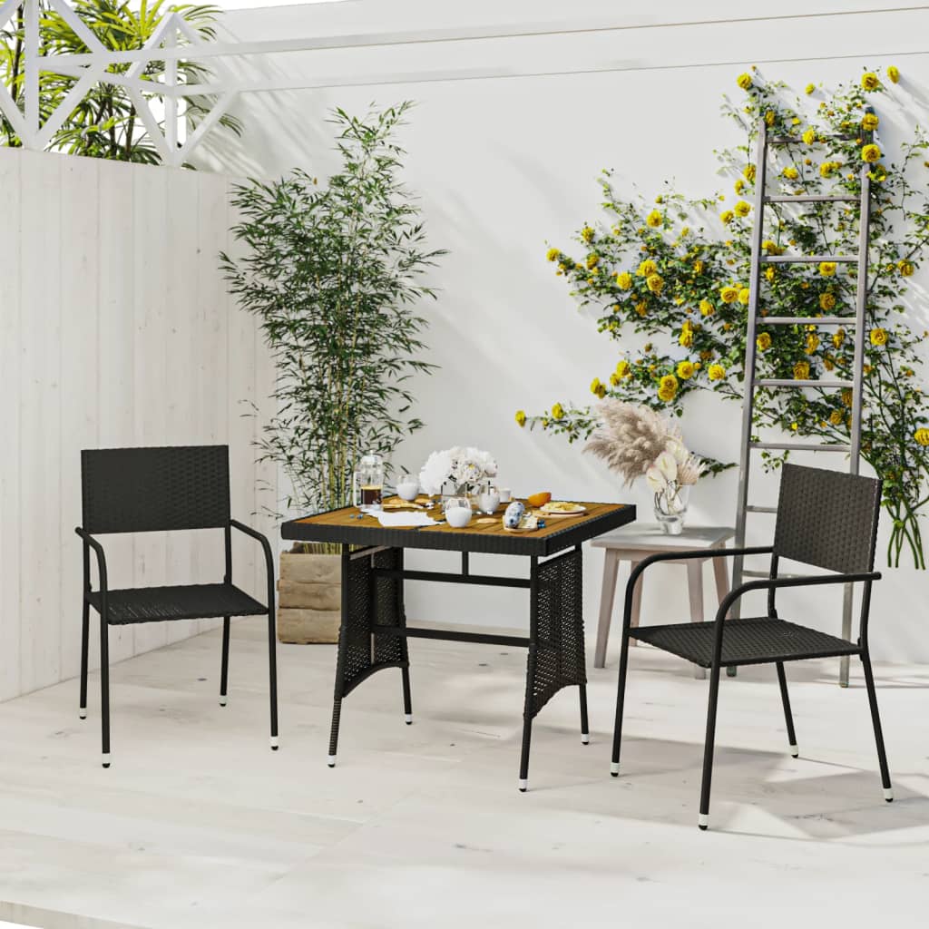 Set da Pranzo da Giardino 3 pz in Polyrattan Nero | homemem39