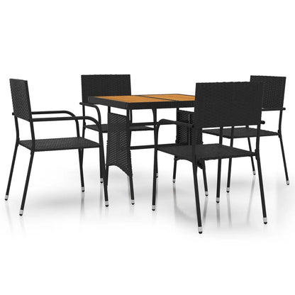 Set da Pranzo per Giardino 5 pz in Polyrattan Nero | homemem39