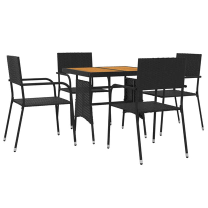 Set da Pranzo per Giardino 5 pz in Polyrattan Nero | homemem39