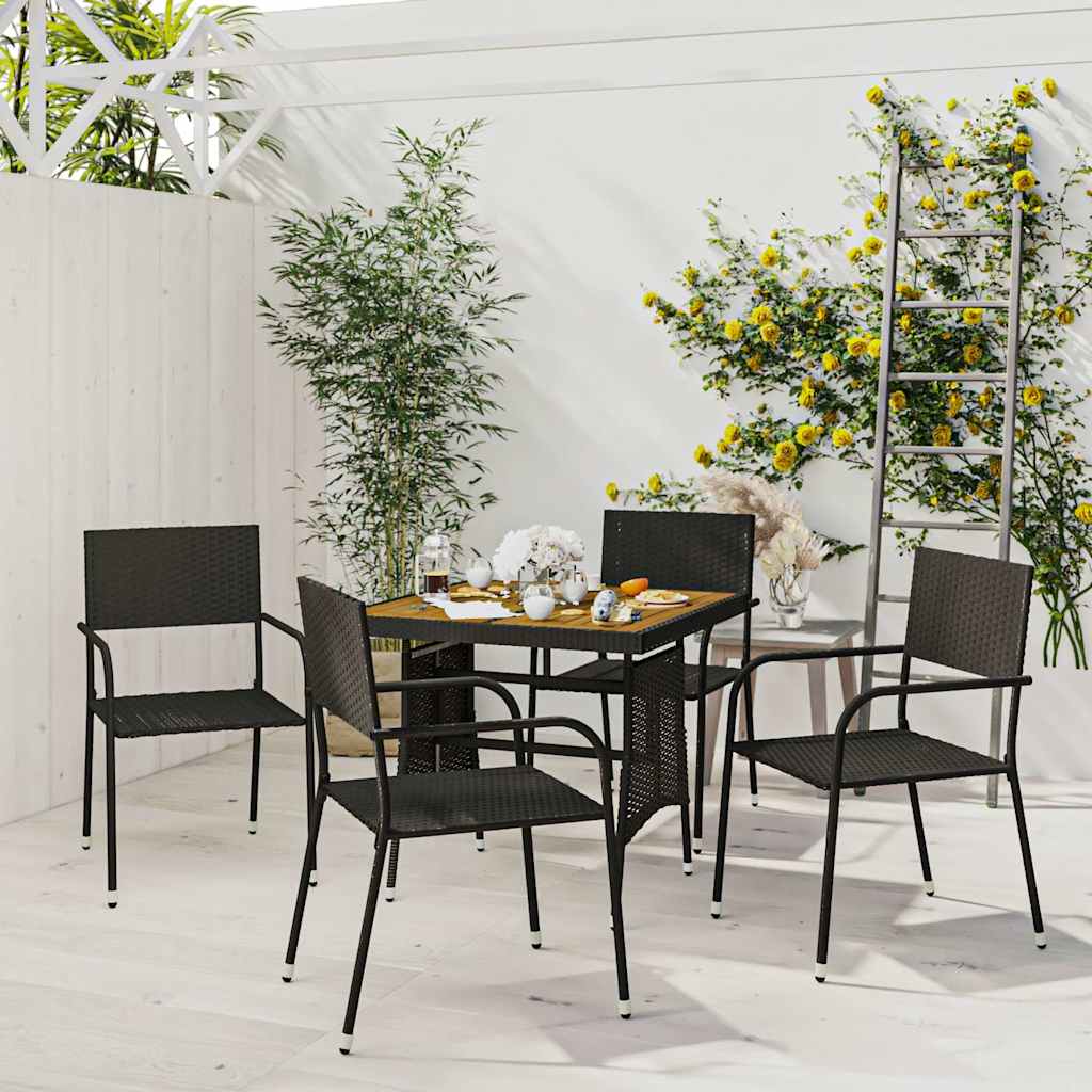 Set da Pranzo per Giardino 5 pz in Polyrattan Nero | homemem39