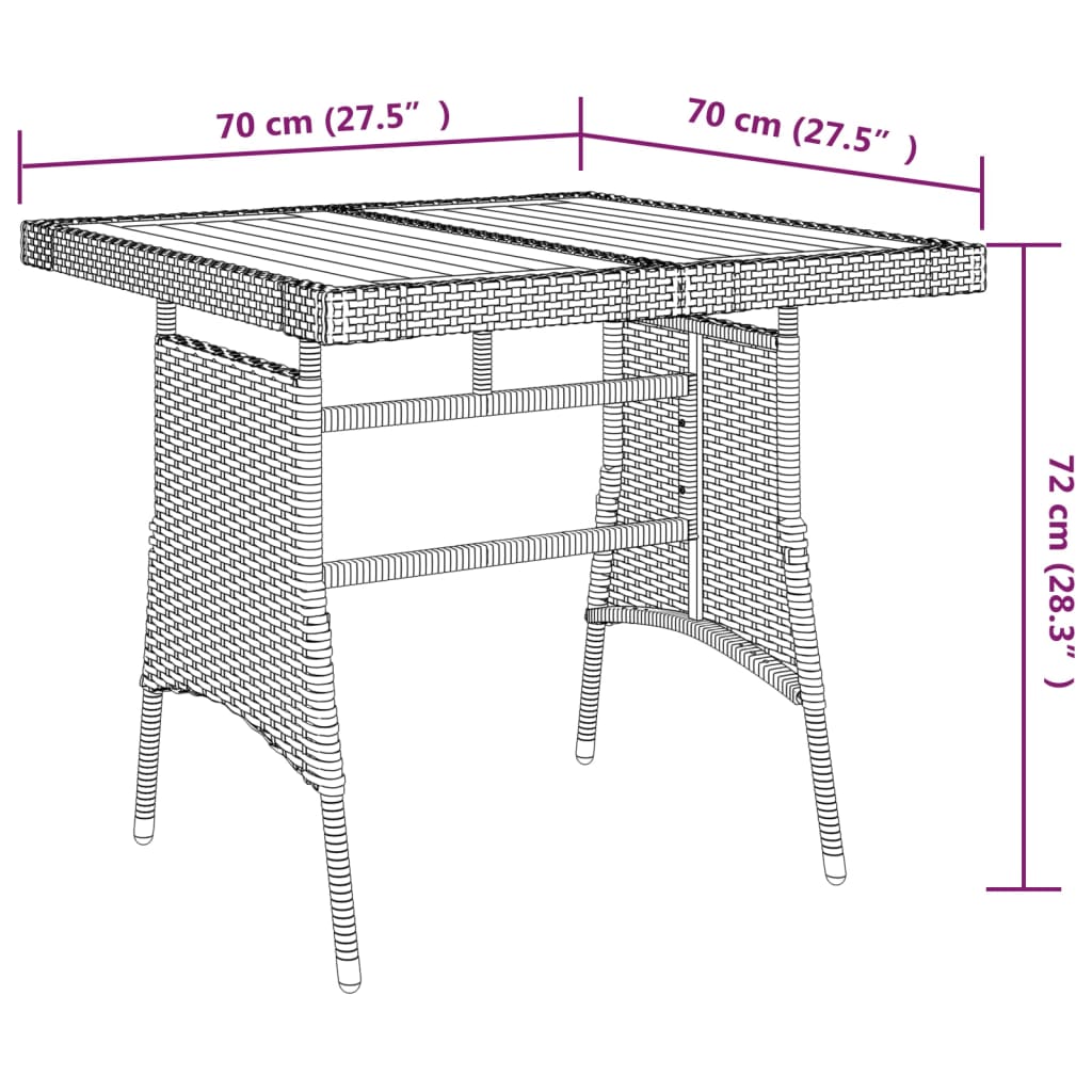 Set da Pranzo per Giardino 3 pz in Polyrattan Nero | homemem39