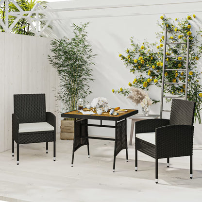 Set da Pranzo per Giardino 3 pz in Polyrattan Nero | homemem39
