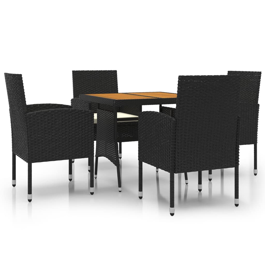 Set da Pranzo per Giardino 5 pz in Polyrattan Nero | homemem39