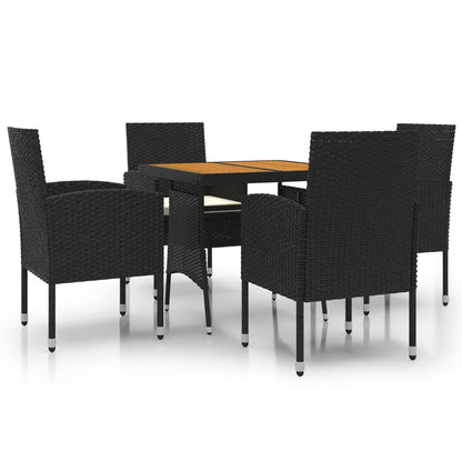 Set da Pranzo per Giardino 5 pz in Polyrattan Nero | homemem39