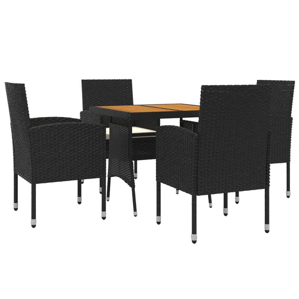 Set da Pranzo per Giardino 5 pz in Polyrattan Nero | homemem39