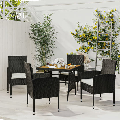 Set da Pranzo per Giardino 5 pz in Polyrattan Nero | homemem39