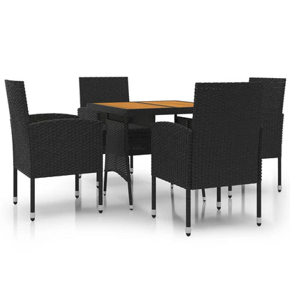 Set da Pranzo per Giardino 5 pz in Polyrattan Nero | homemem39