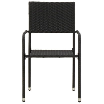 Set da Pranzo per Esterni 5 pz in Polyrattan Nero | homemem39