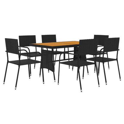 Set da Pranzo per Esterni 7 pz in Polyrattan Nero | homemem39