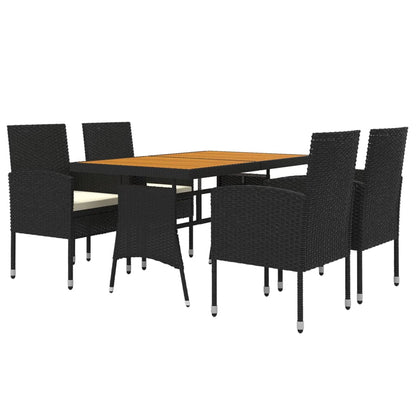 Set da Pranzo per Esterni 5 pz in Polyrattan Nero - homemem39
