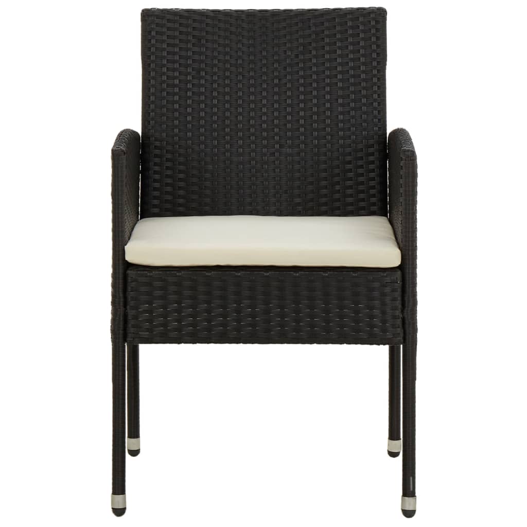 Set da Pranzo per Esterni 5 pz in Polyrattan Nero | homemem39