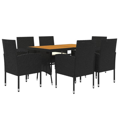 Set da Pranzo per Esterni 7 pz in Polyrattan Nero - homemem39