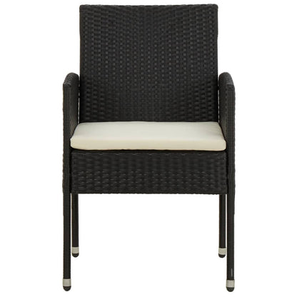 Set da Pranzo per Esterni 7 pz in Polyrattan Nero | homemem39