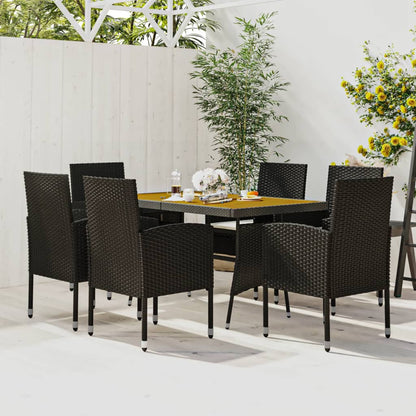 Set da Pranzo per Esterni 7 pz in Polyrattan Nero | homemem39