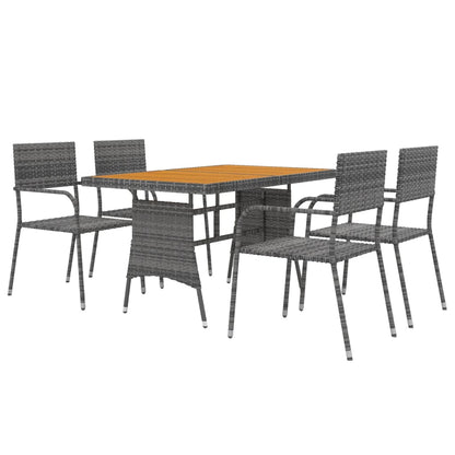 Set da Pranzo per Esterni 5 pz in Polyrattan Grigio | homemem39