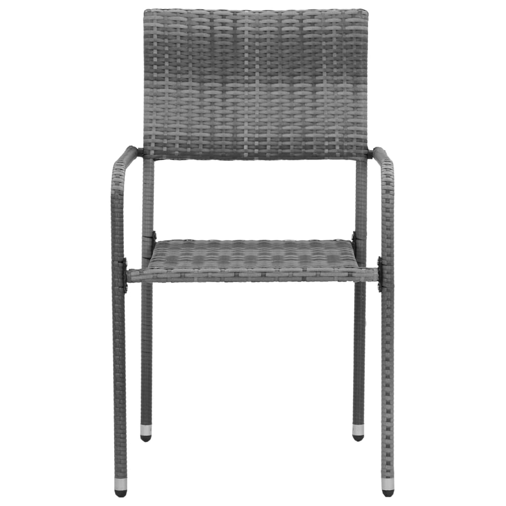 Set da Pranzo per Esterni 5 pz in Polyrattan Grigio - homemem39