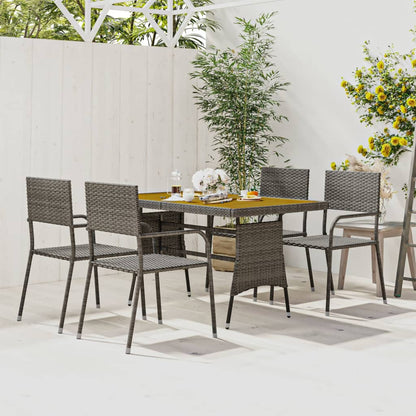 Set da Pranzo per Esterni 5 pz in Polyrattan Grigio | homemem39