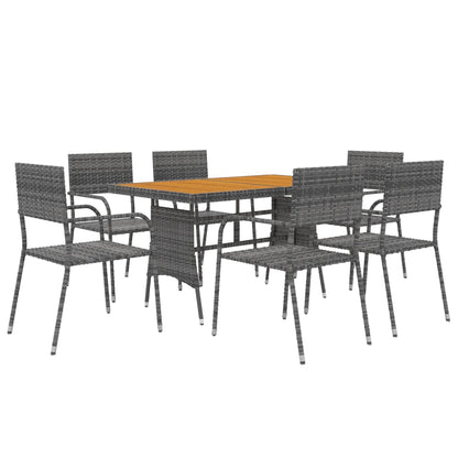 Set da Pranzo per Esterni 7 pz in Polyrattan Grigio | homemem39