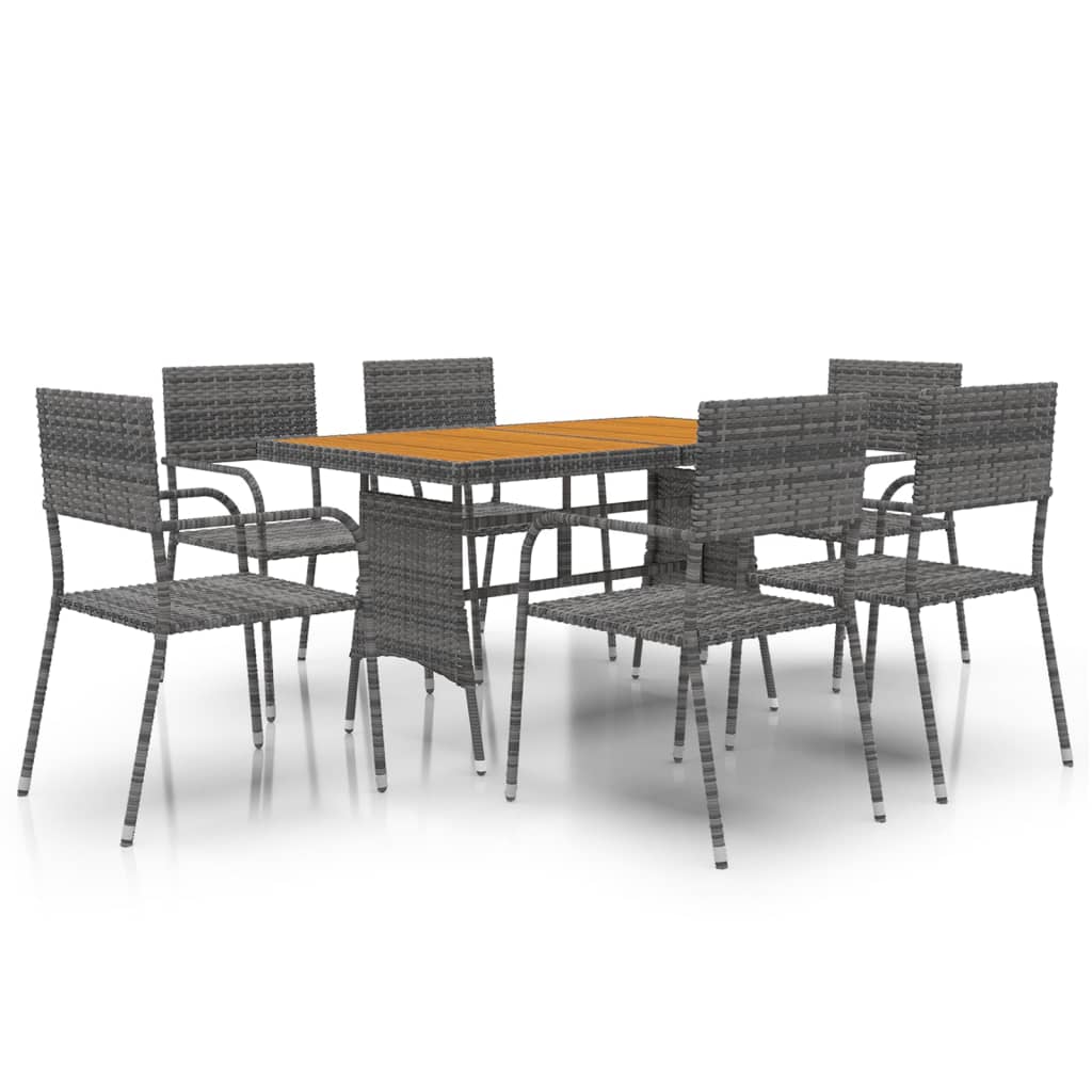 Set da Pranzo per Esterni 7 pz in Polyrattan Grigio | homemem39