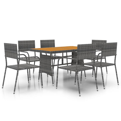 Set da Pranzo per Esterni 7 pz in Polyrattan Grigio | homemem39