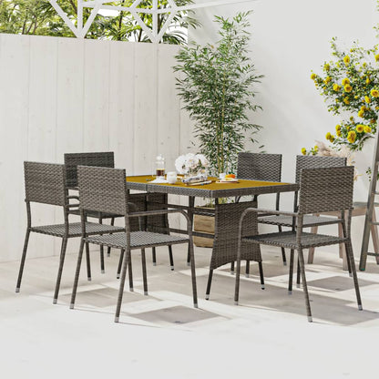 Set da Pranzo per Esterni 7 pz in Polyrattan Grigio | homemem39