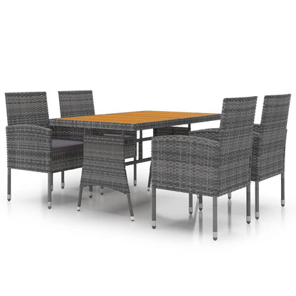Set da Pranzo per Esterni 5 pz in Polyrattan Grigio | homemem39