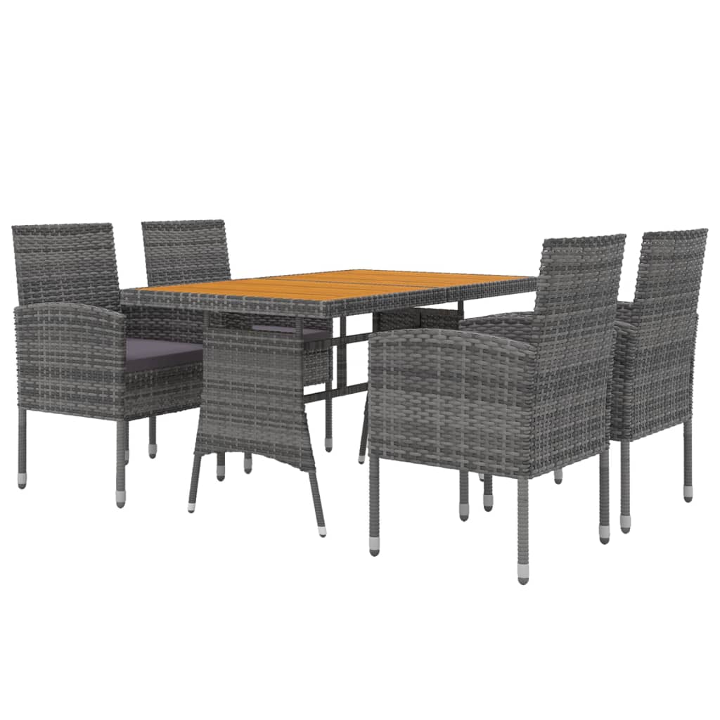 Set da Pranzo per Esterni 5 pz in Polyrattan Grigio | homemem39