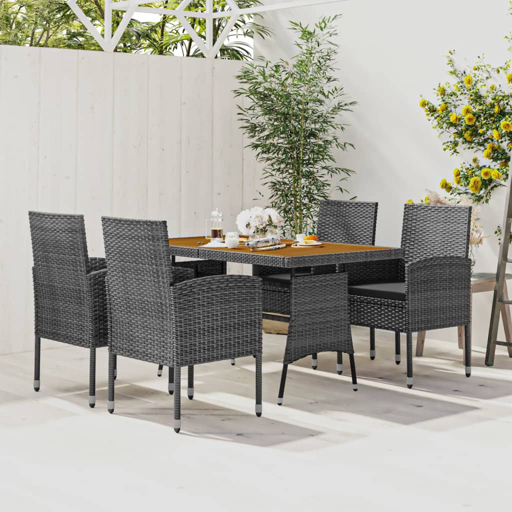 Set da Pranzo per Esterni 5 pz in Polyrattan Grigio | homemem39