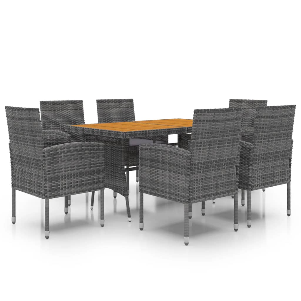 Set da Pranzo per Esterni 7 pz in Polyrattan Grigio | homemem39