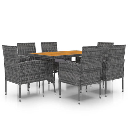 Set da Pranzo per Esterni 7 pz in Polyrattan Grigio | homemem39