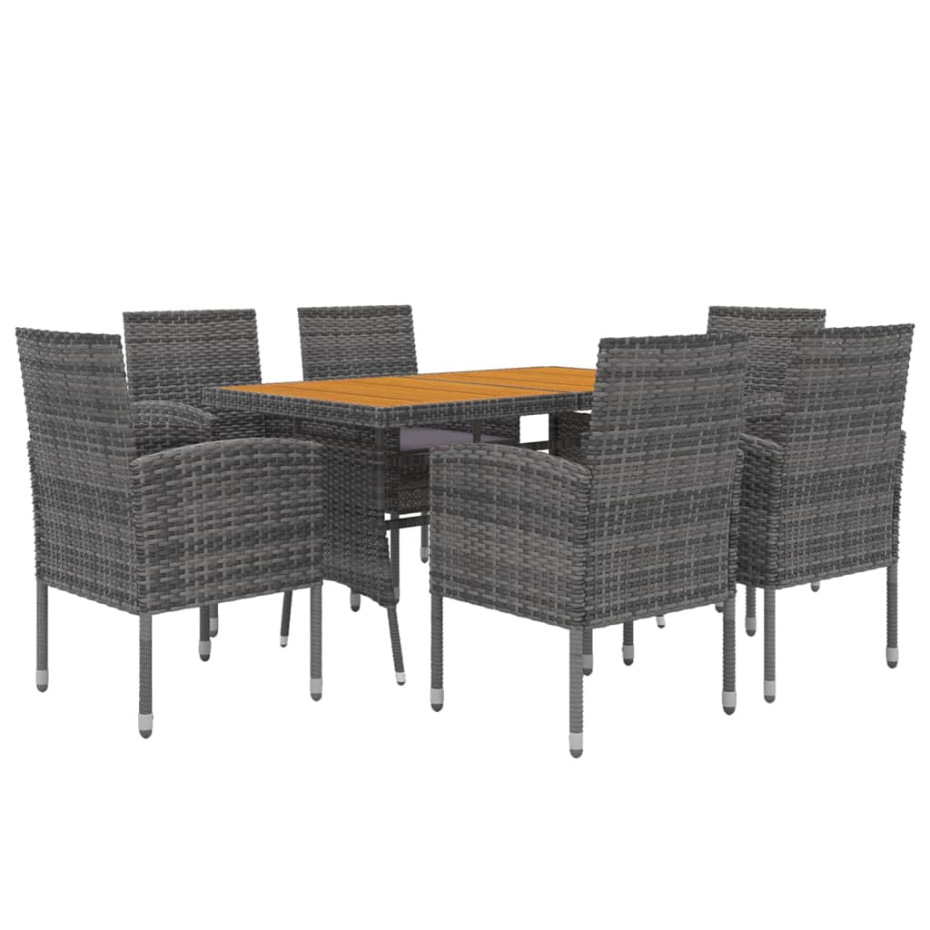 Set da Pranzo per Esterni 7 pz in Polyrattan Grigio | homemem39